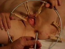 Pussy torment With Clothpin wheel